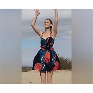 Anthropologie Maeve Sun Dress Womens 8 Retro Fit Flare Sweetheart Neckline Mini